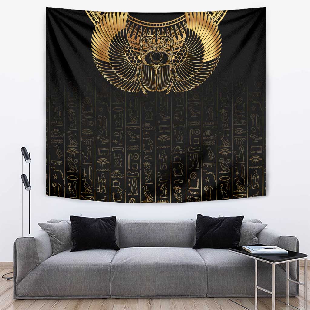Ancient Egypt Tapestry Black Gold Scarab LT7
