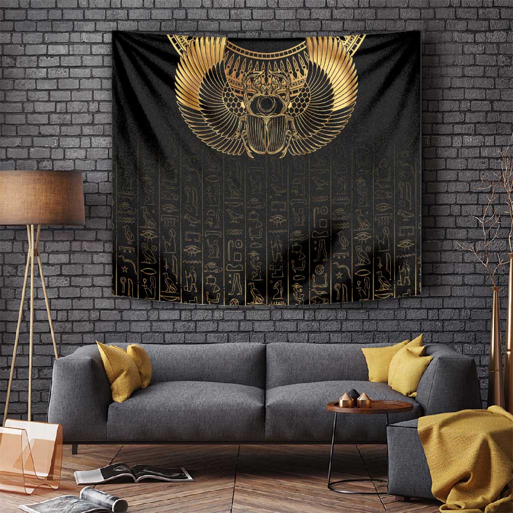 Ancient Egypt Tapestry Black Gold Scarab LT7