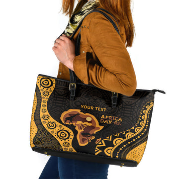 Africa Day Personalized Leather Tote Bag Ethnic Retro Style LT7