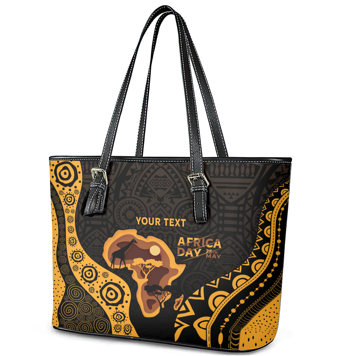 Africa Day Personalized Leather Tote Bag Ethnic Retro Style LT7