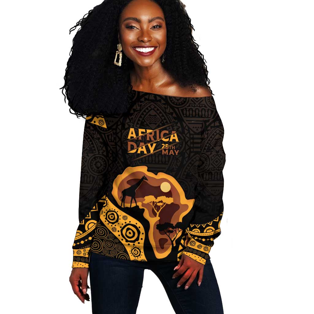 Africa Day Personalized Off Shoulder Sweater Ethnic Retro Style LT7