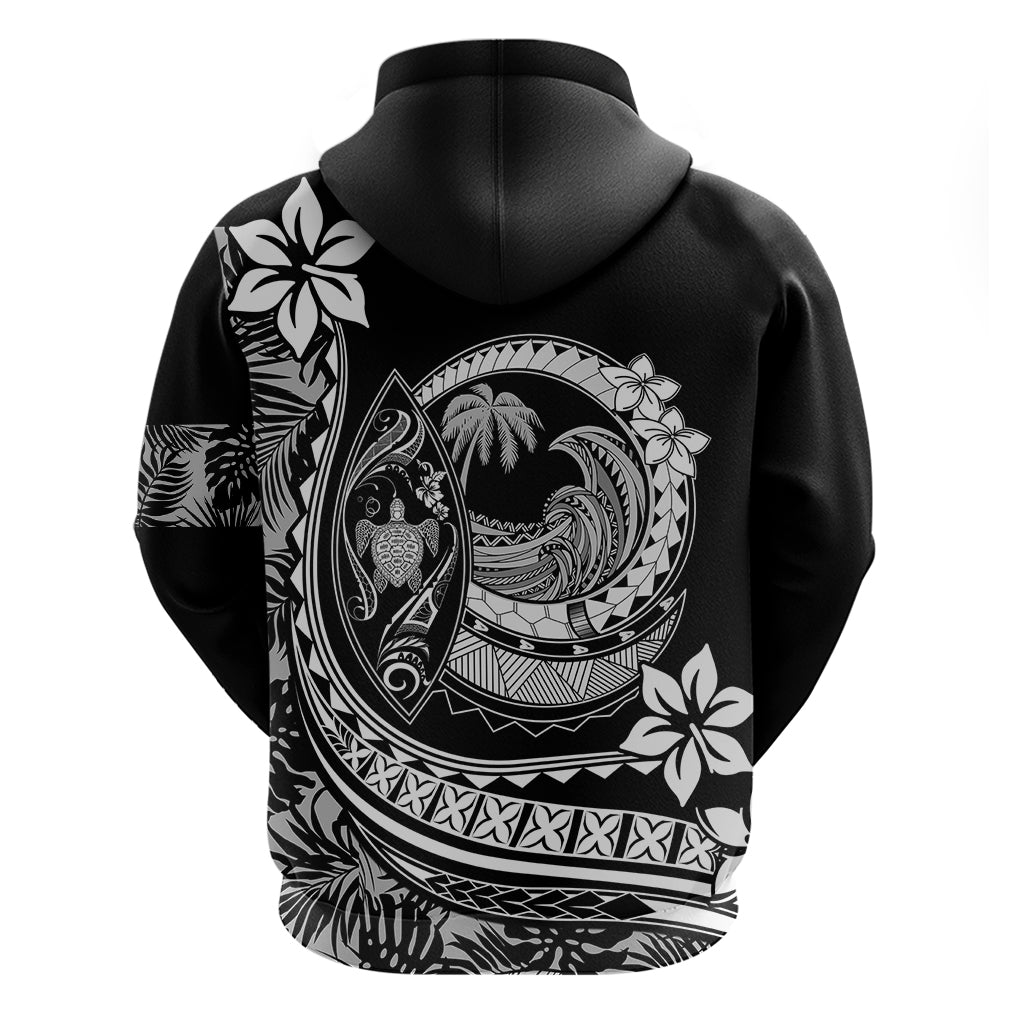 Polynesian Plumeria Hoodie Ride The Waves - Black LT7