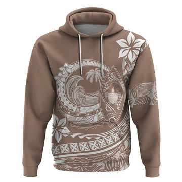 Polynesian Plumeria Hoodie Ride The Waves - Beige LT7