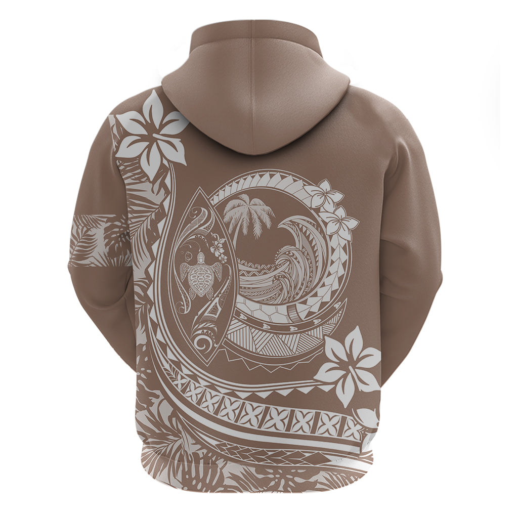 Polynesian Plumeria Hoodie Ride The Waves - Beige LT7