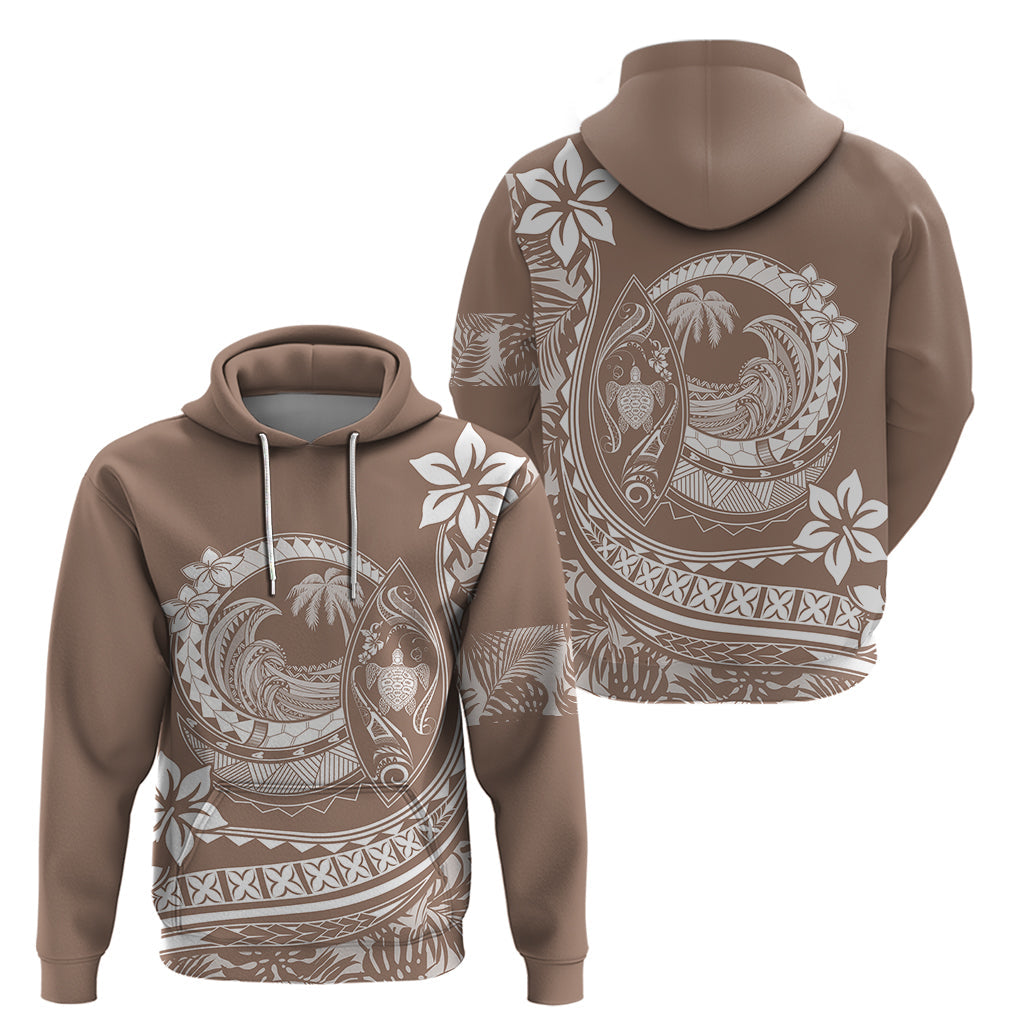 Polynesian Plumeria Hoodie Ride The Waves - Beige LT7