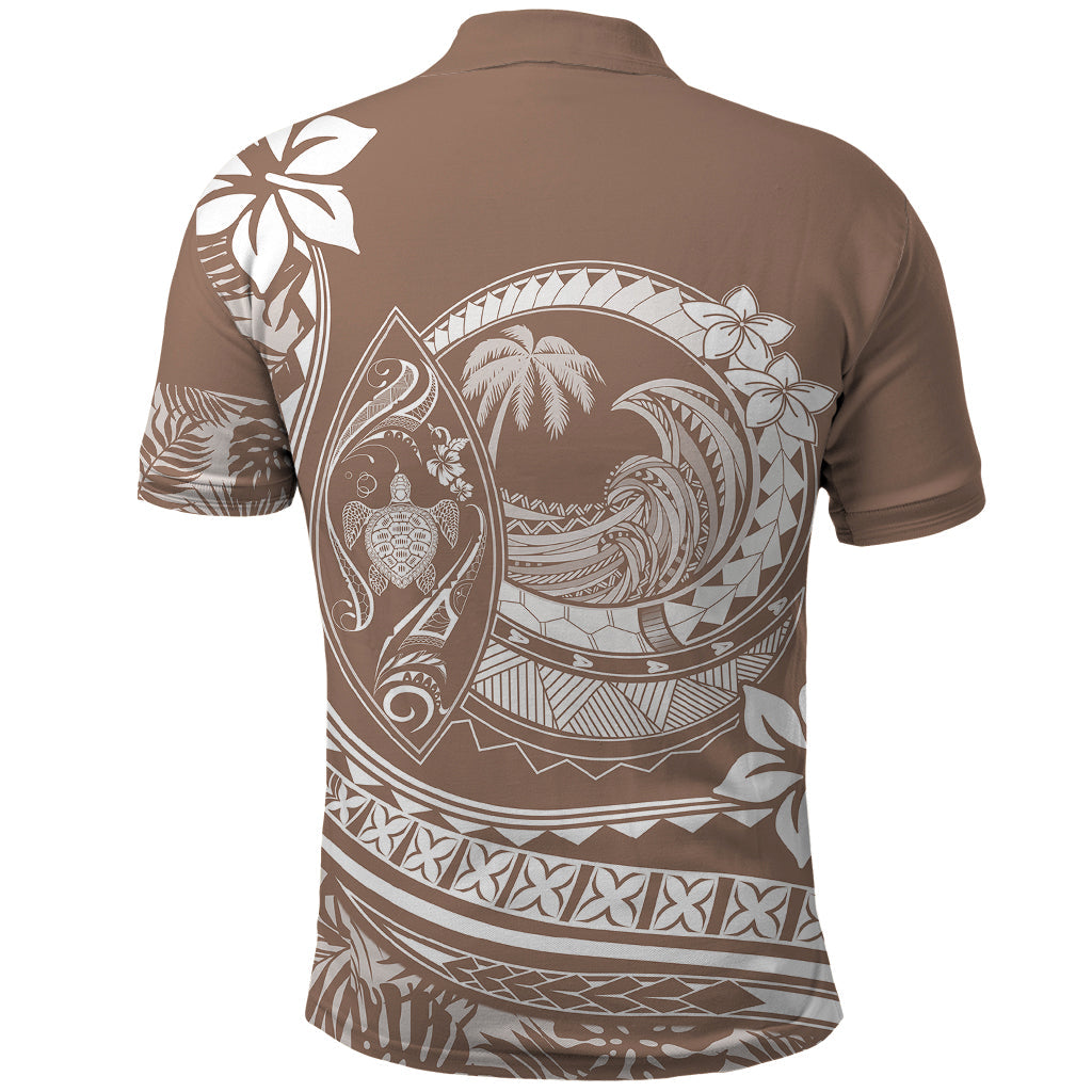 Polynesian Plumeria Polo Shirt Ride The Waves - Beige LT7