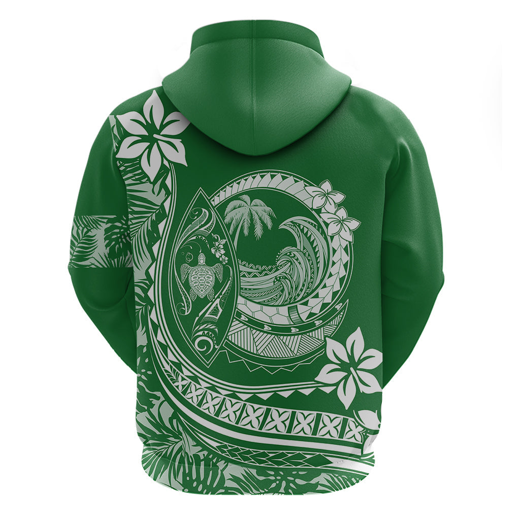 Polynesian Plumeria Hoodie Ride The Waves - Green LT7