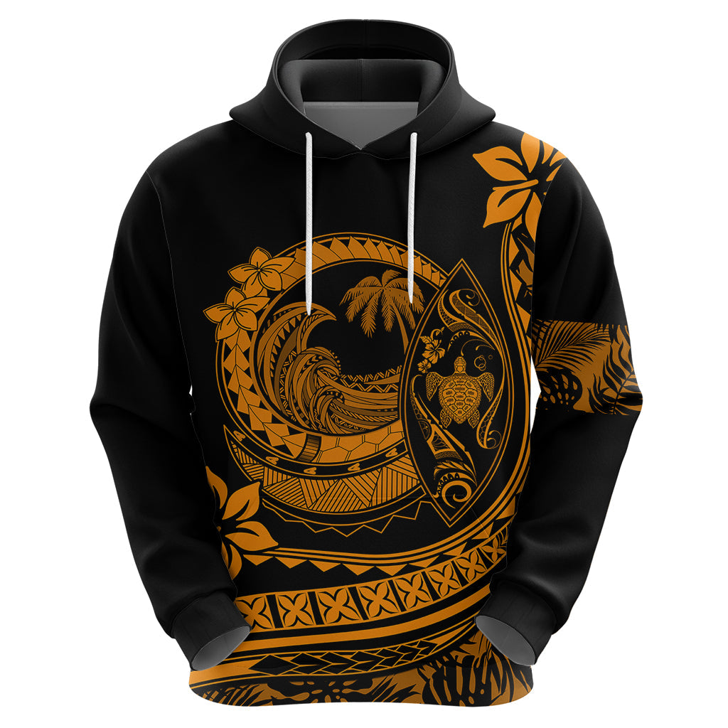 Polynesian Plumeria Hoodie Ride The Waves - Orange LT7