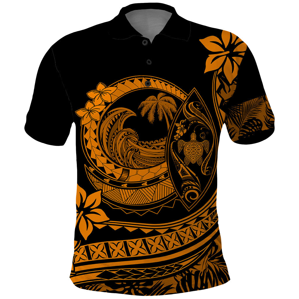 Polynesian Plumeria Polo Shirt Ride The Waves - Orange LT7