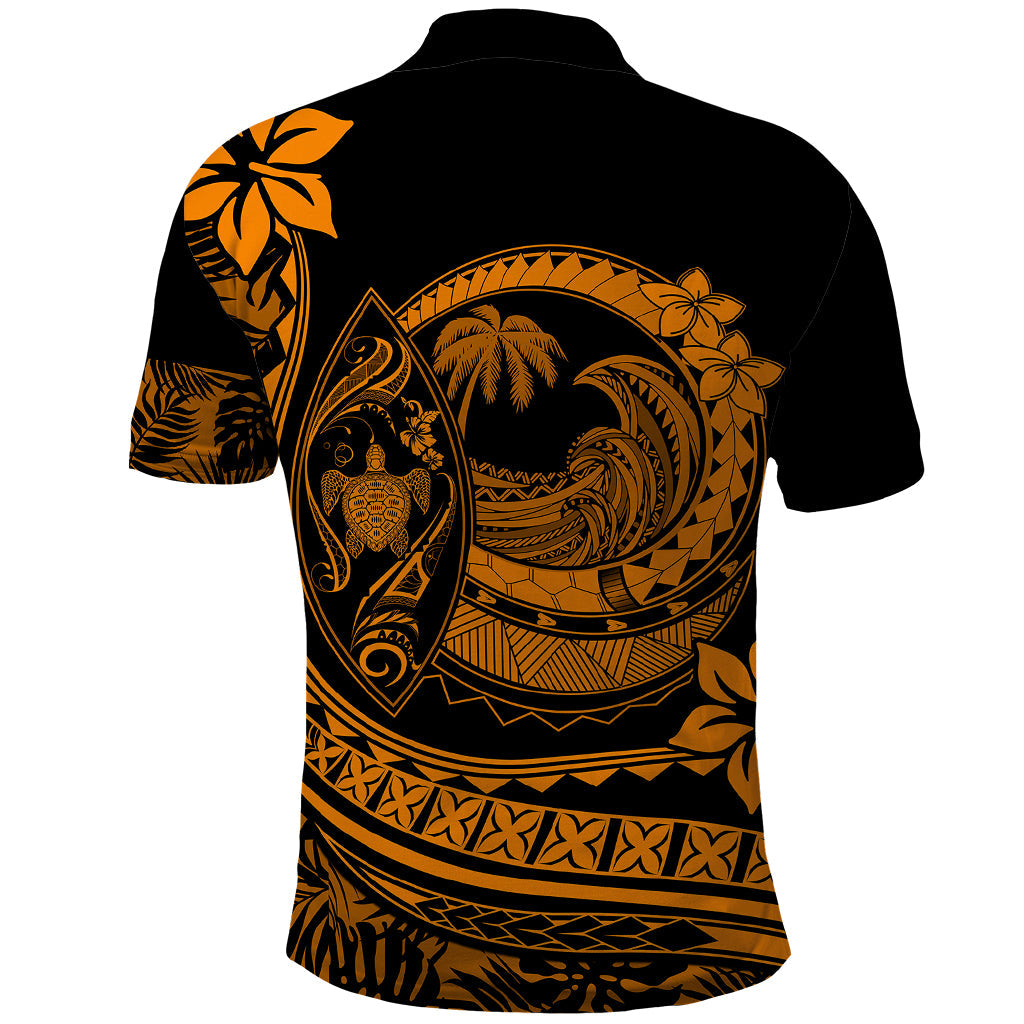 Polynesian Plumeria Polo Shirt Ride The Waves - Orange LT7