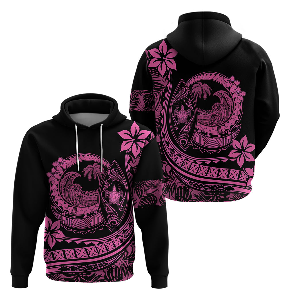 Polynesian Plumeria Hoodie Ride The Waves - Pink LT7