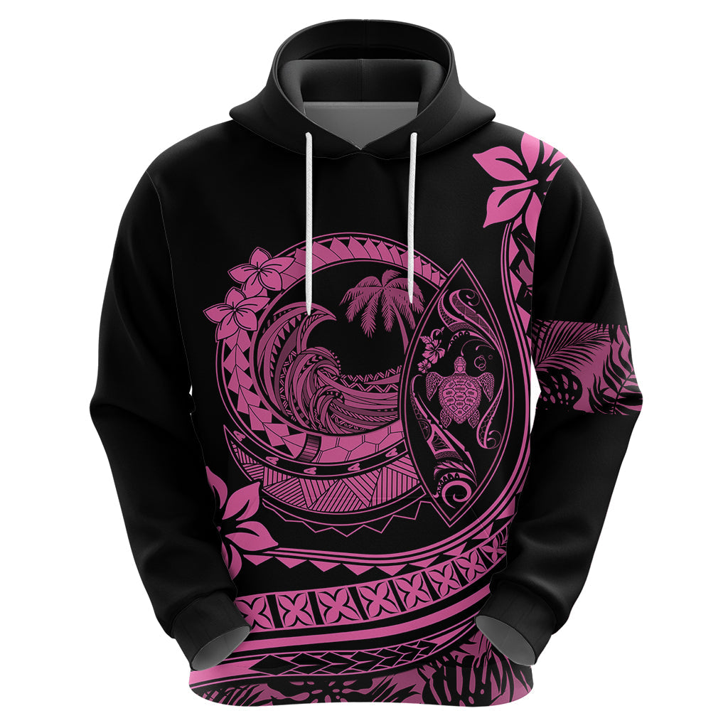 Polynesian Plumeria Hoodie Ride The Waves - Pink LT7