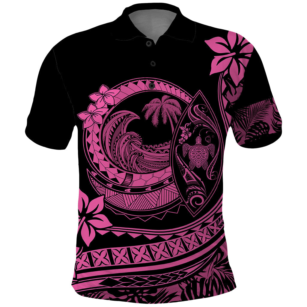 Polynesian Plumeria Polo Shirt Ride The Waves - Pink LT7
