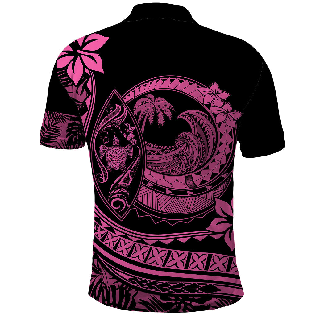 Polynesian Plumeria Polo Shirt Ride The Waves - Pink LT7