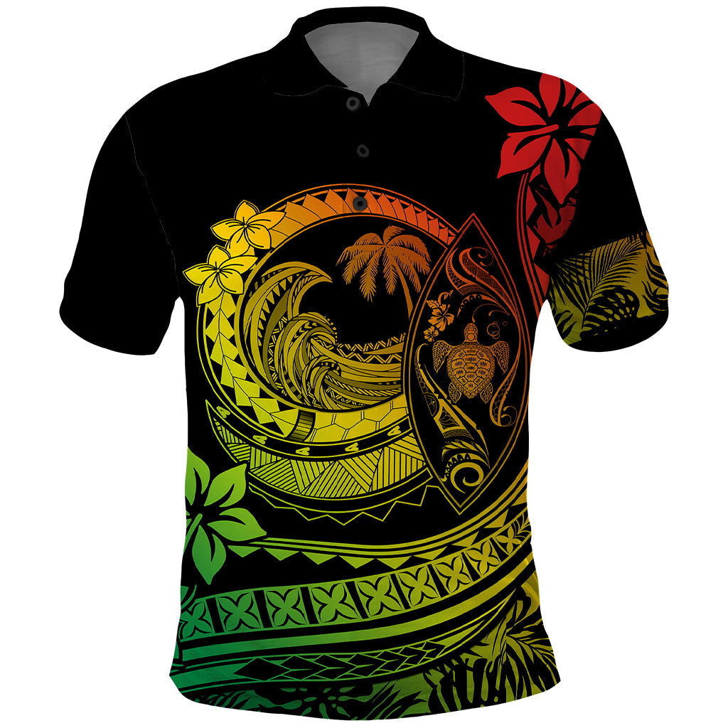 Polynesian Plumeria Polo Shirt Ride The Waves - Reggae LT7
