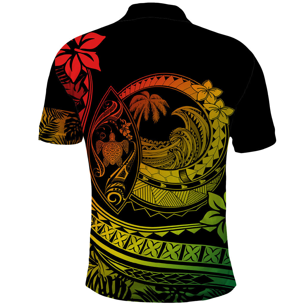 Polynesian Plumeria Polo Shirt Ride The Waves - Reggae LT7