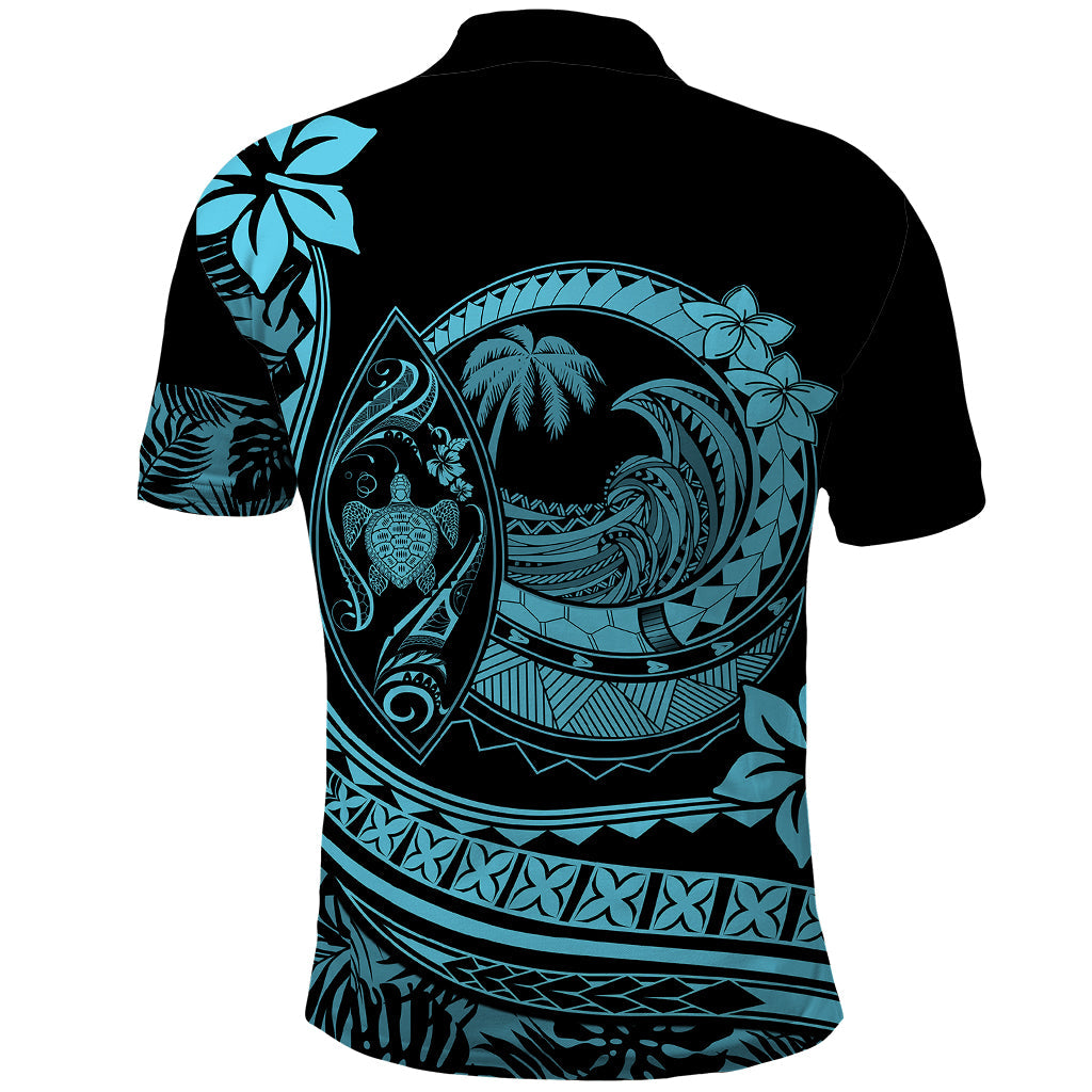 Polynesian Plumeria Polo Shirt Ride The Waves - Turquoise LT7