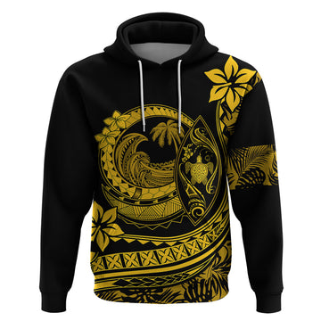 Polynesian Plumeria Hoodie Ride The Waves - Yellow LT7