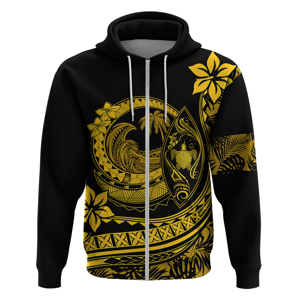 Polynesian Plumeria Hoodie Ride The Waves - Yellow LT7