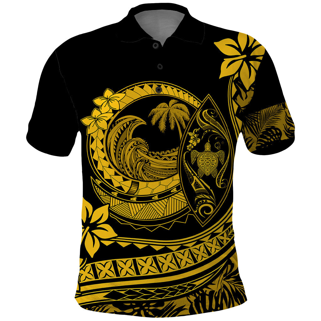 Polynesian Plumeria Polo Shirt Ride The Waves - Yellow LT7