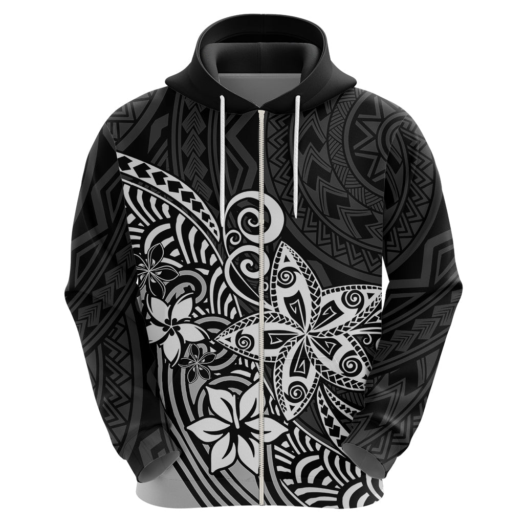 Polynesia Hoodie Plumeria Black Curves LT7