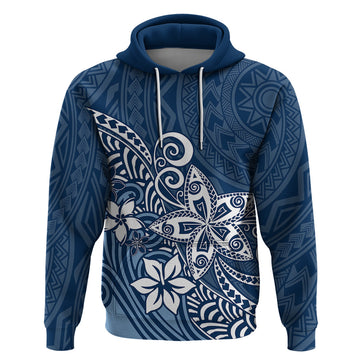 Polynesia Hoodie Plumeria Blue Curves LT7