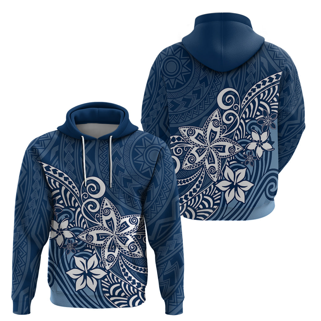 Polynesia Hoodie Plumeria Blue Curves LT7