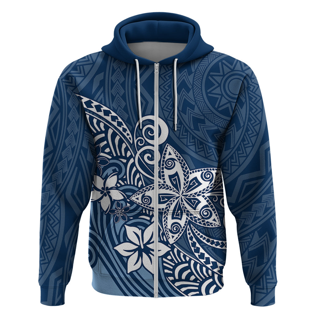 Polynesia Hoodie Plumeria Blue Curves LT7