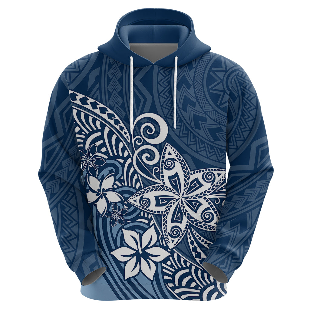 Polynesia Hoodie Plumeria Blue Curves LT7