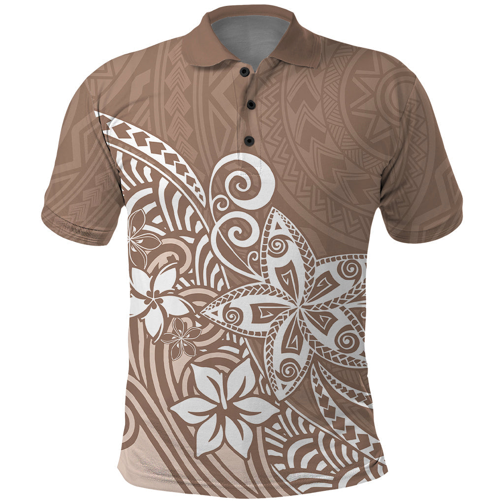 Polynesia Polo Shirt Plumeria Beige Curves LT7