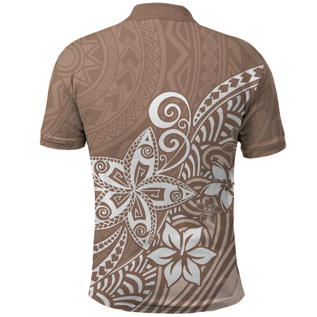 Polynesia Polo Shirt Plumeria Beige Curves LT7