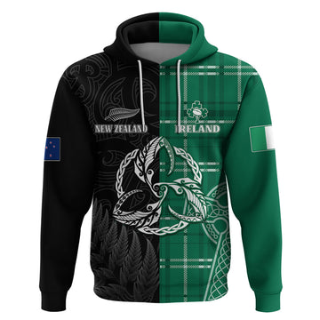 Personalised New Zealand Mix Ireland Rugby Hoodie Celtic Knot Mix Silver Ferns LT7
