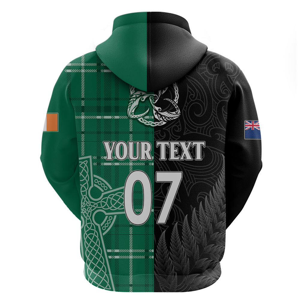 Personalised New Zealand Mix Ireland Rugby Hoodie Celtic Knot Mix Silver Ferns LT7
