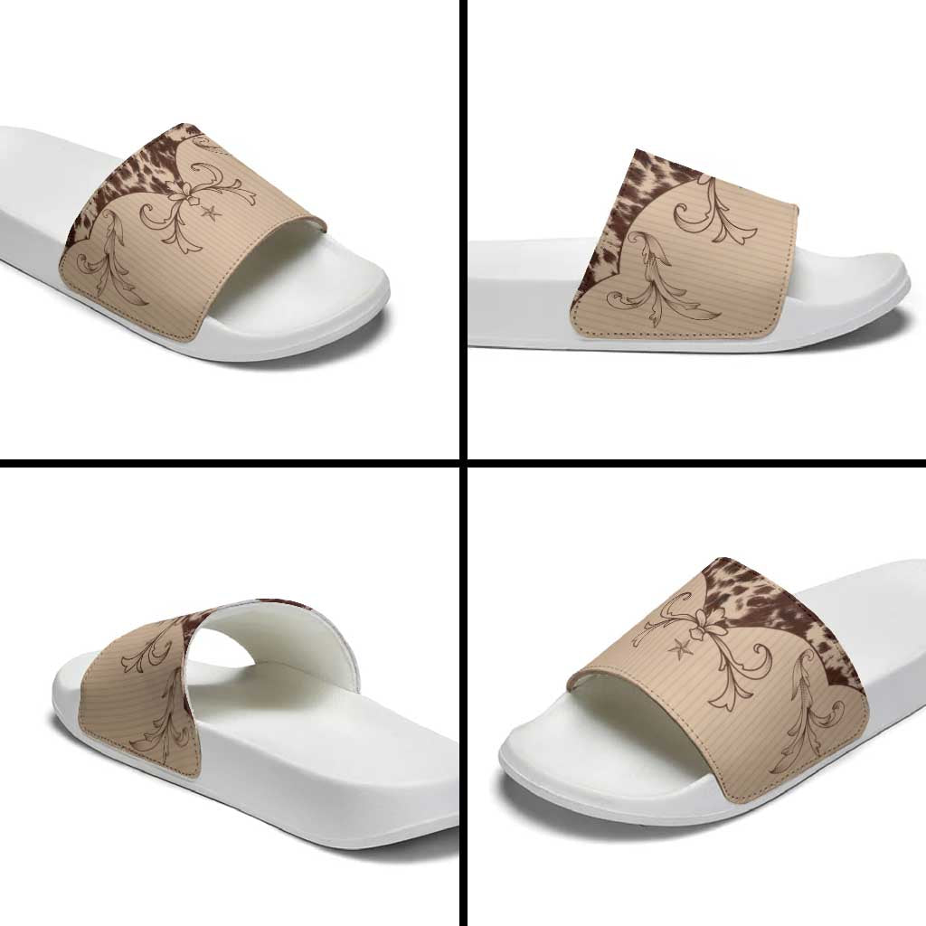 Cowboys Wild West Slide Sandals Cow Prints LT7