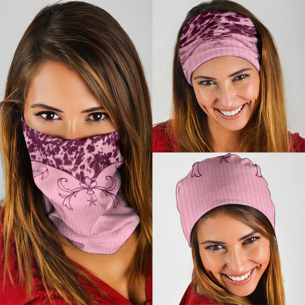 Cowboys Wild West Neck Gaiter Pink Cow Prints LT7