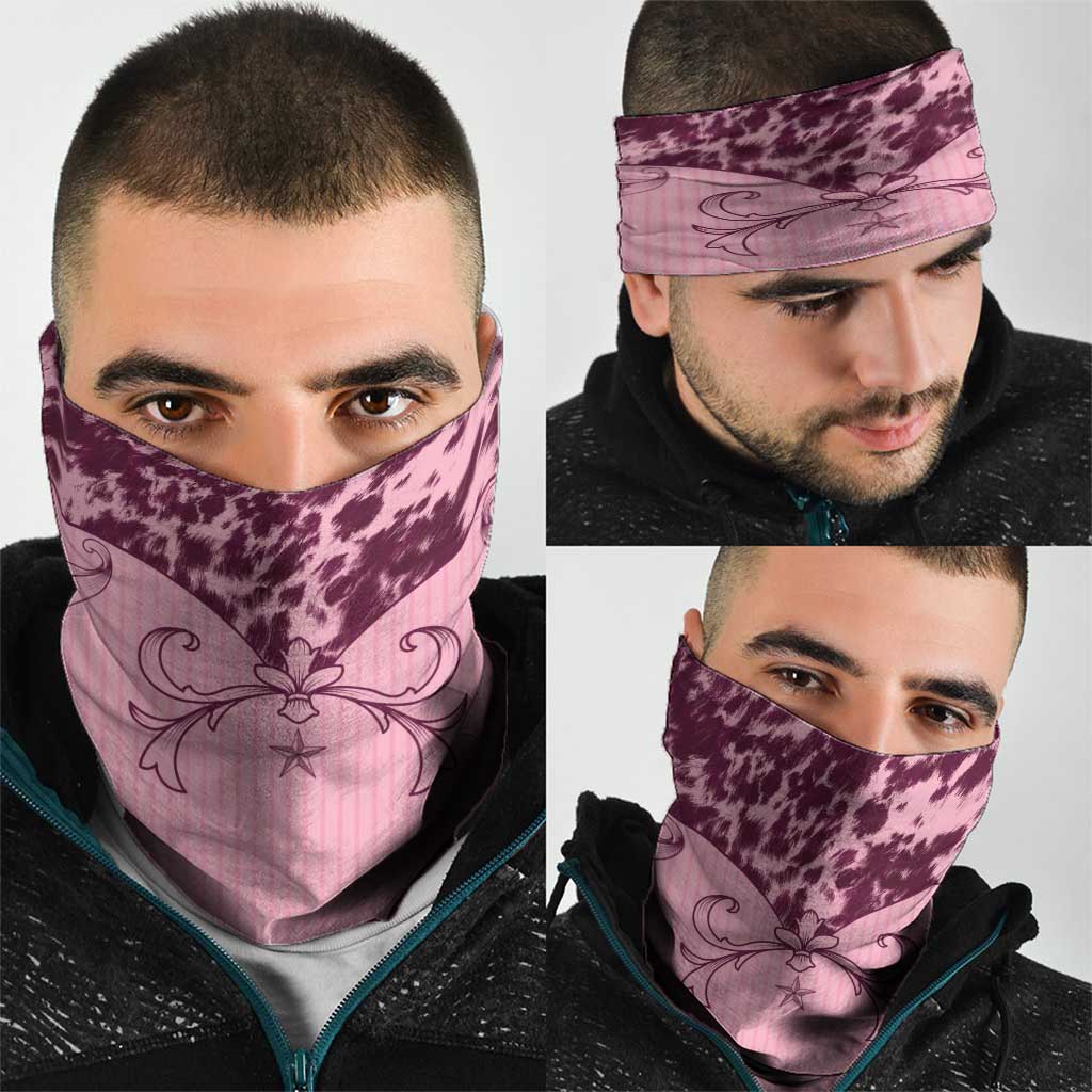 Cowboys Wild West Neck Gaiter Pink Cow Prints LT7