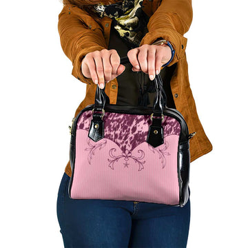 Cowboys Wild West Shoulder Handbag Pink Cow Prints LT7