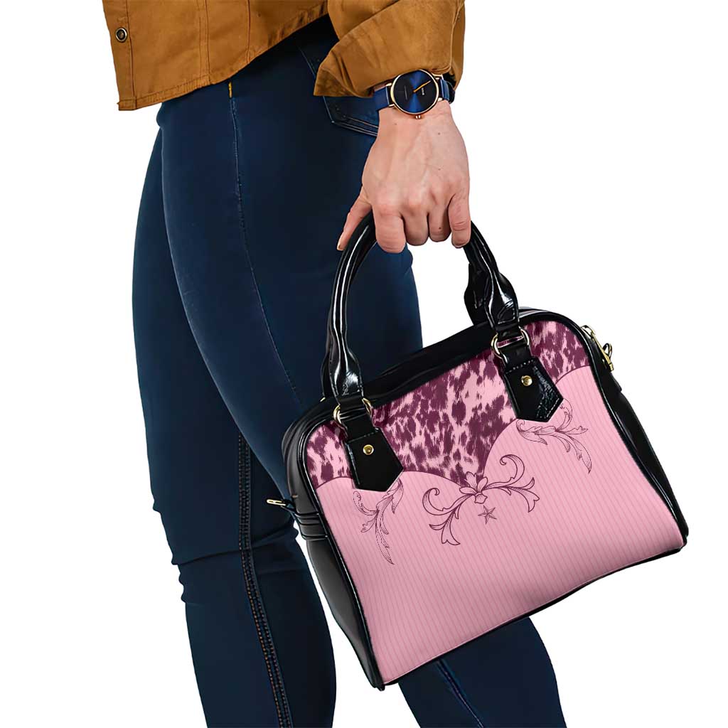 Cowboys Wild West Shoulder Handbag Pink Cow Prints LT7