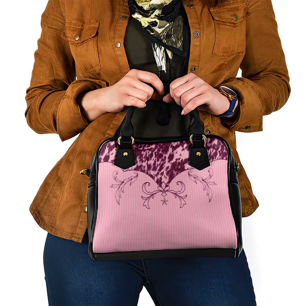 Cowboys Wild West Shoulder Handbag Pink Cow Prints LT7