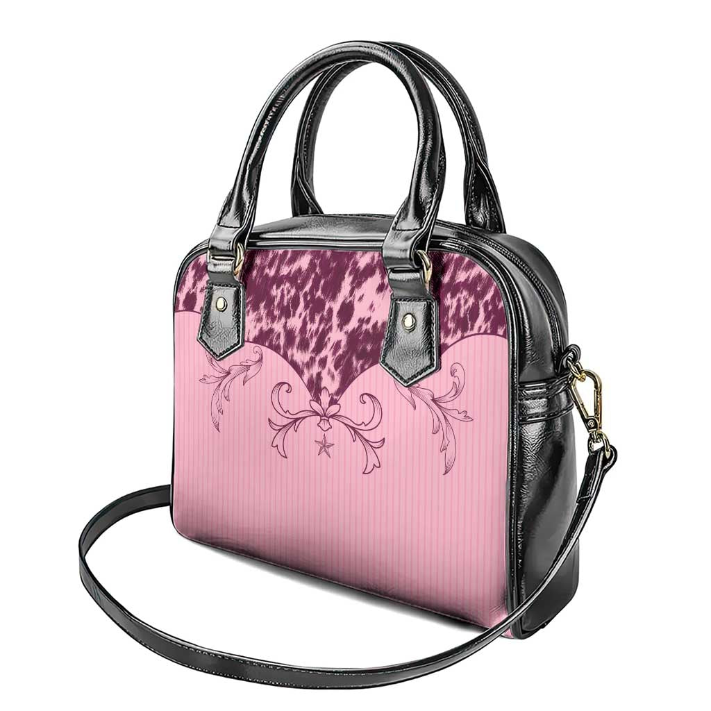 Cowboys Wild West Shoulder Handbag Pink Cow Prints LT7