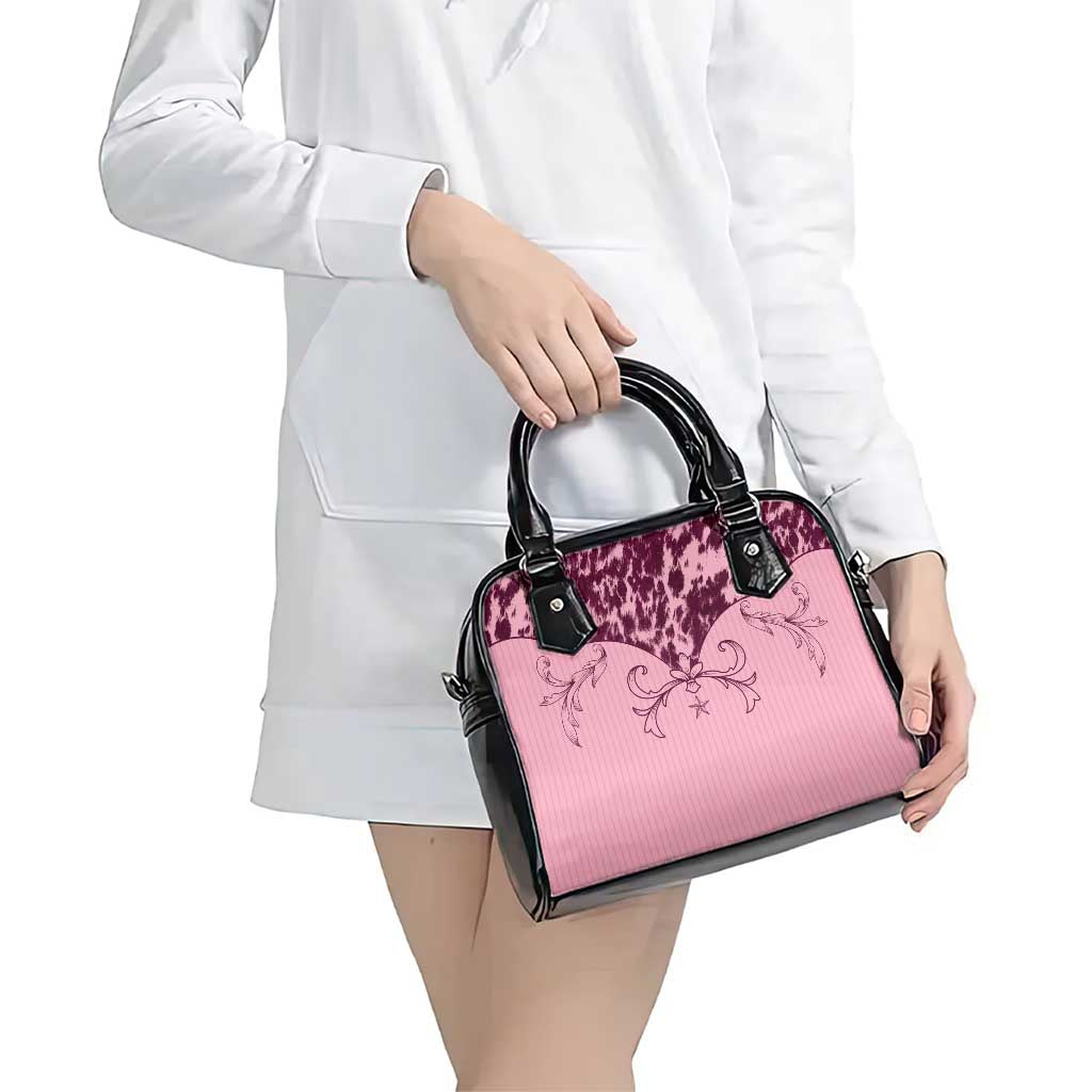 Cowboys Wild West Shoulder Handbag Pink Cow Prints LT7