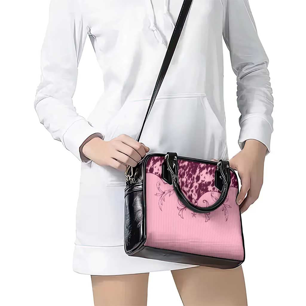 Cowboys Wild West Shoulder Handbag Pink Cow Prints LT7