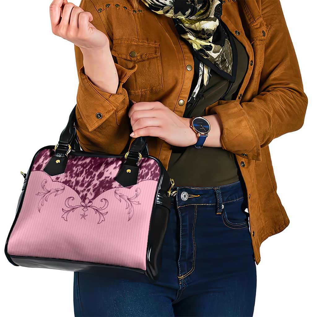 Cowboys Wild West Shoulder Handbag Pink Cow Prints LT7