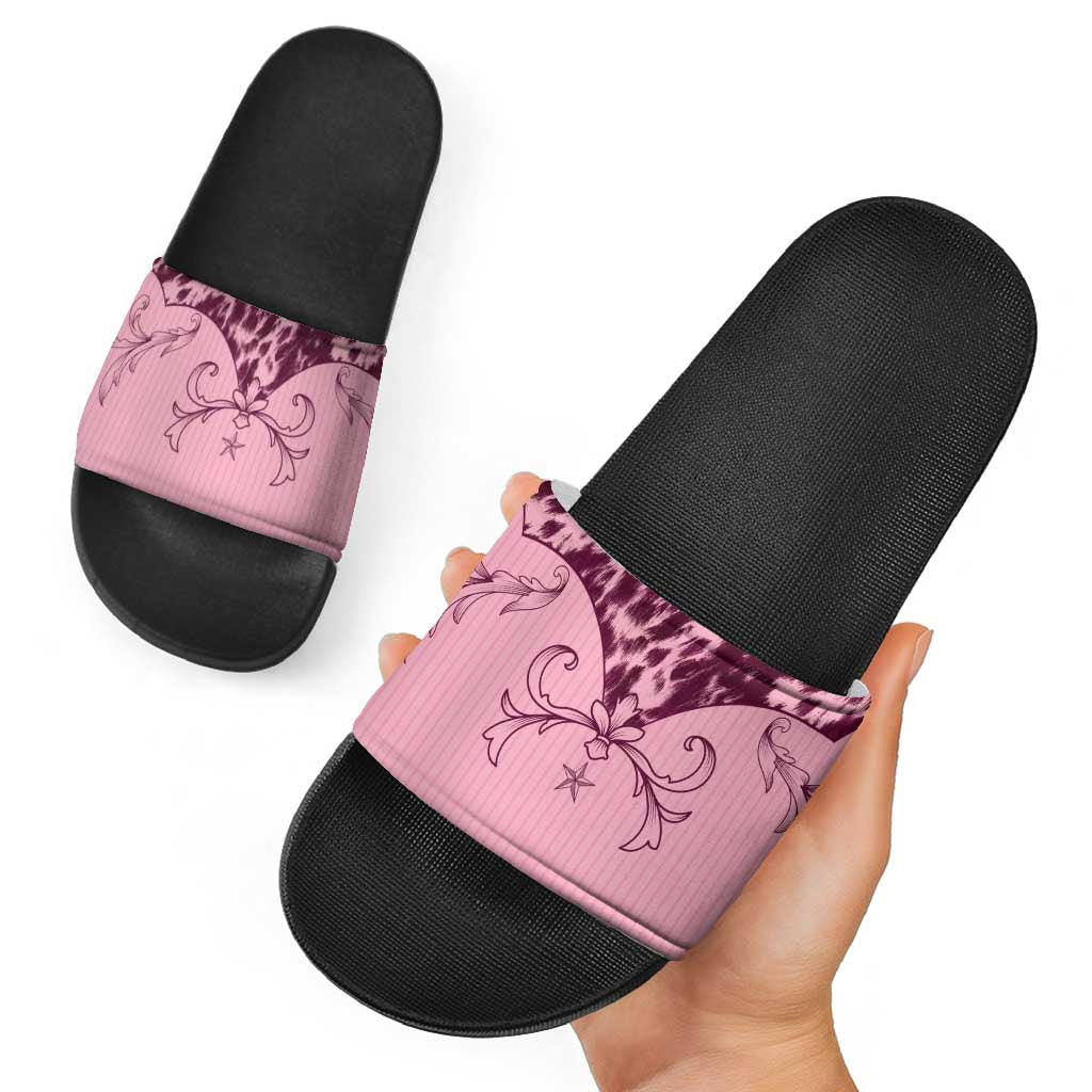 Cowboys Wild West Slide Sandals Pink Cow Prints LT7