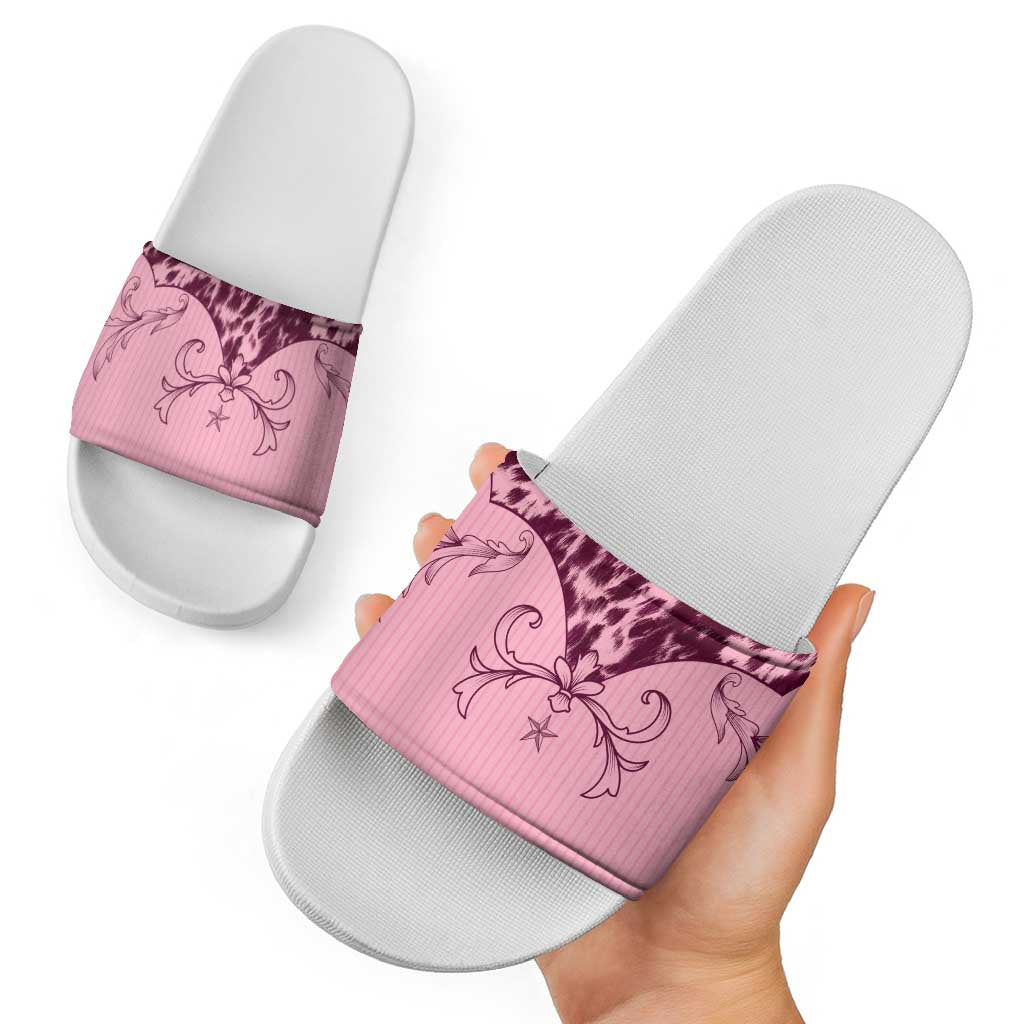 Cowboys Wild West Slide Sandals Pink Cow Prints LT7
