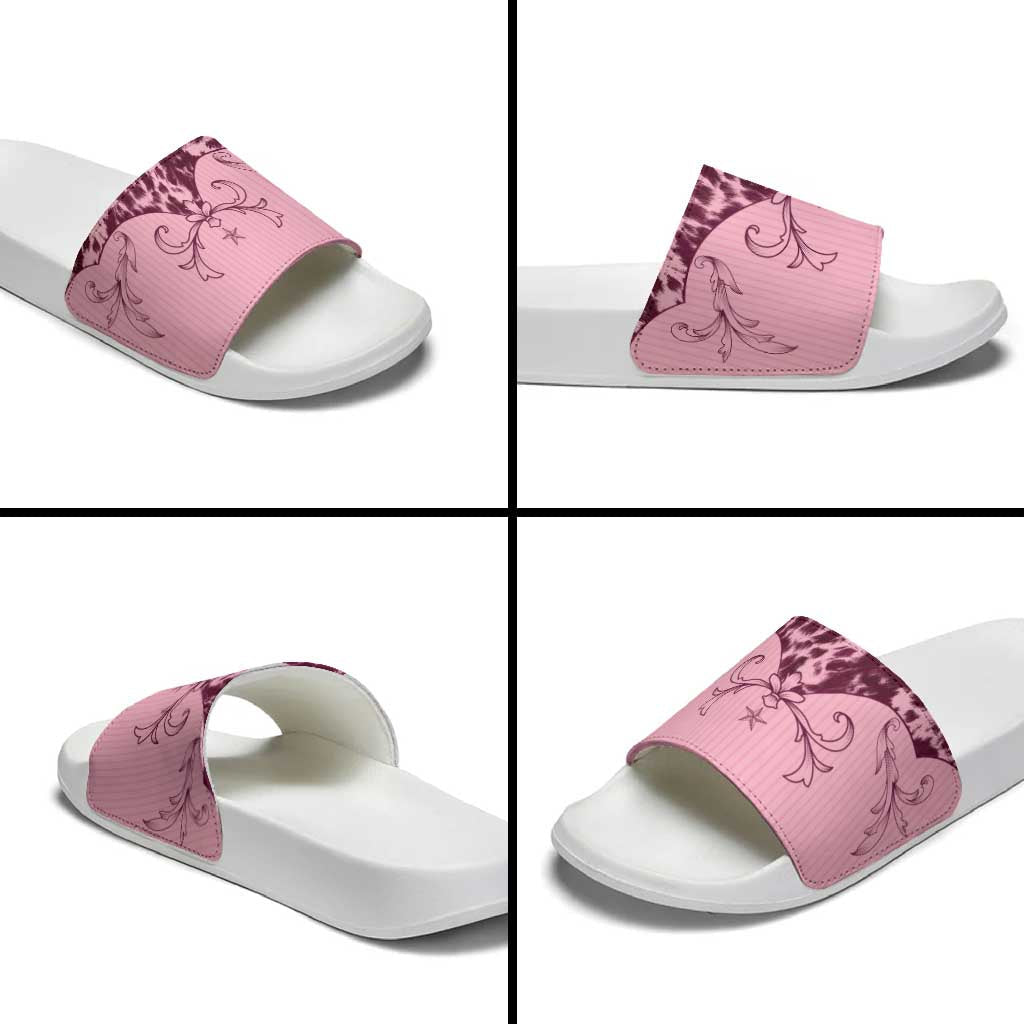 Cowboys Wild West Slide Sandals Pink Cow Prints LT7