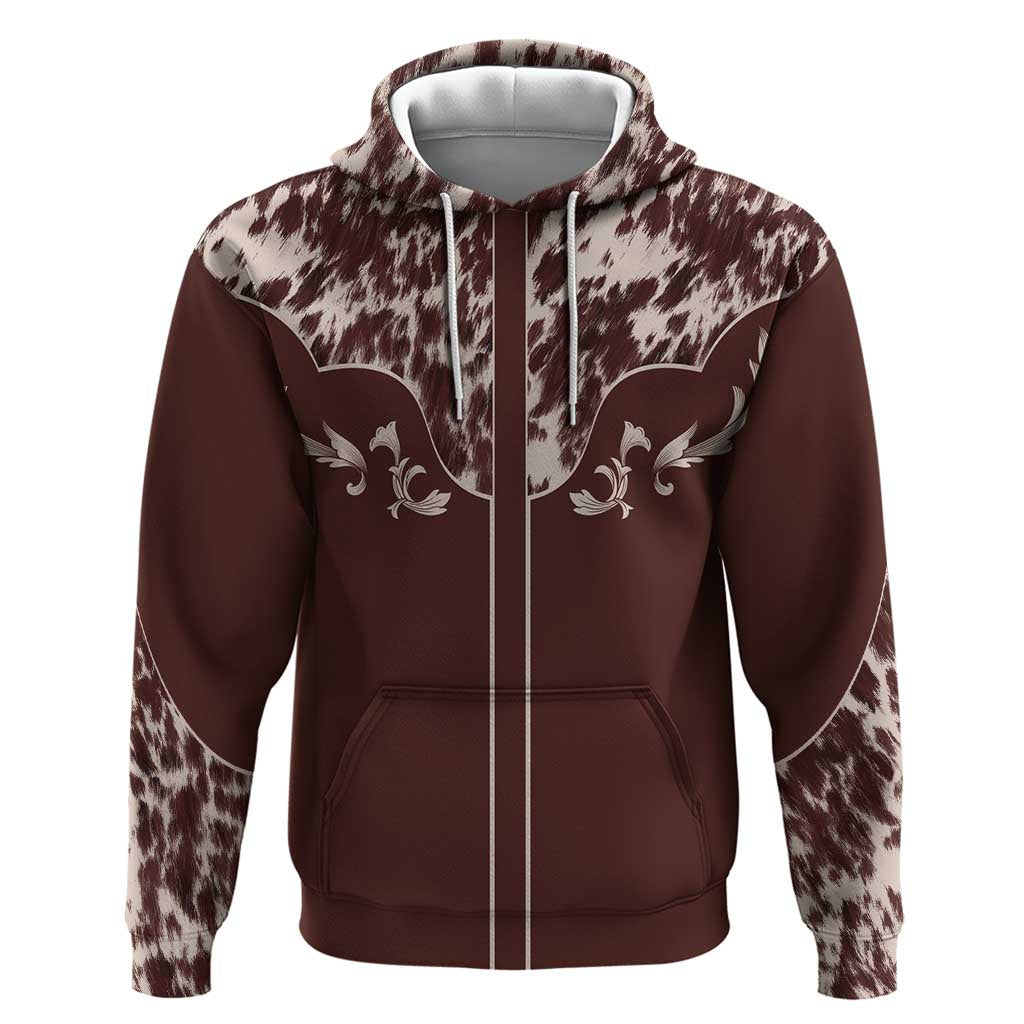 Cowboys Wild West Hoodie Dark Brown Cow Prints LT7