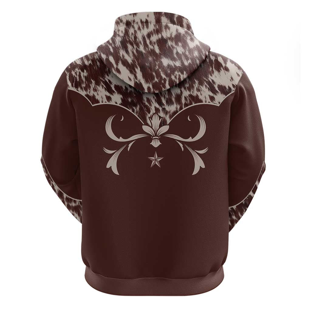 Cowboys Wild West Hoodie Dark Brown Cow Prints LT7