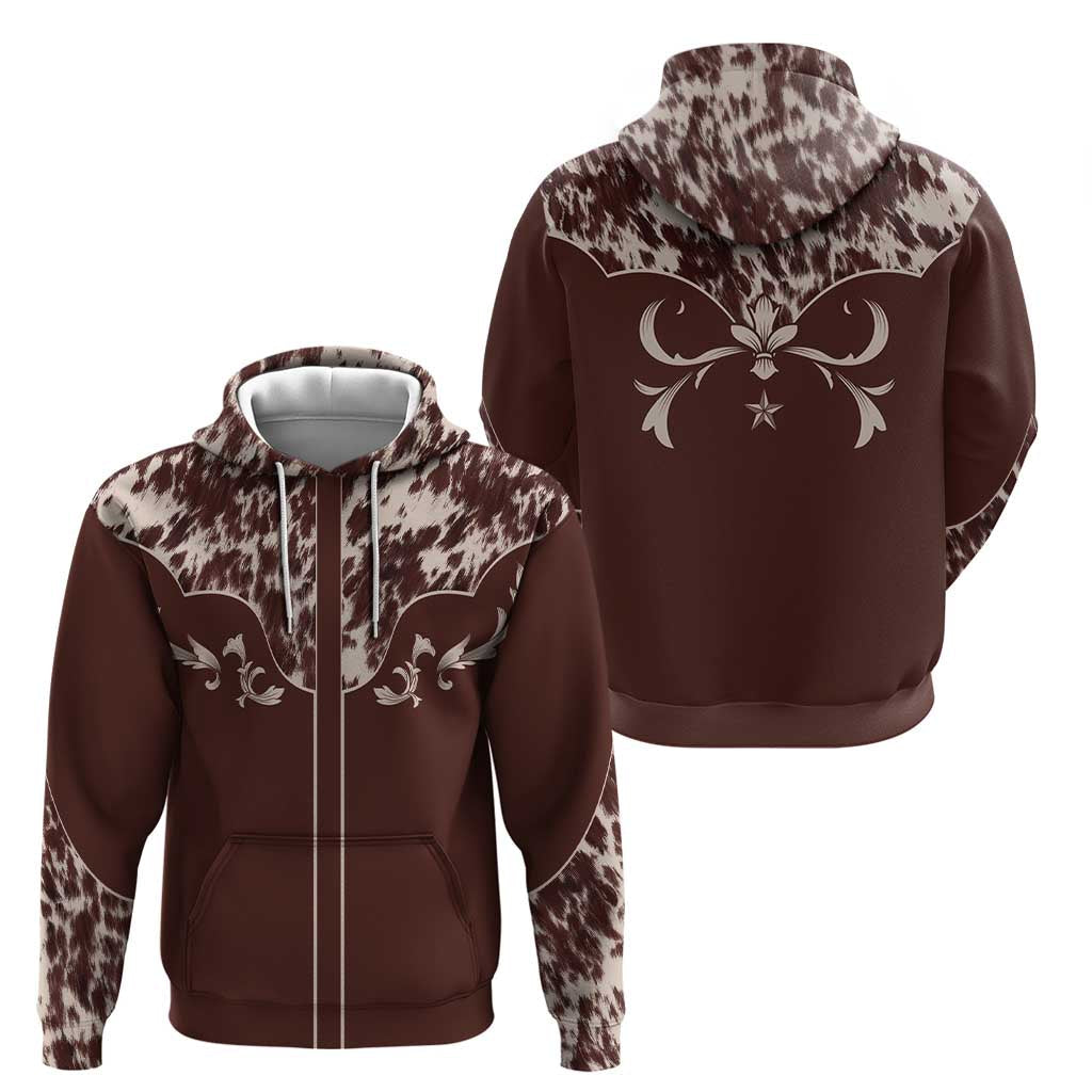 Cowboys Wild West Hoodie Dark Brown Cow Prints LT7