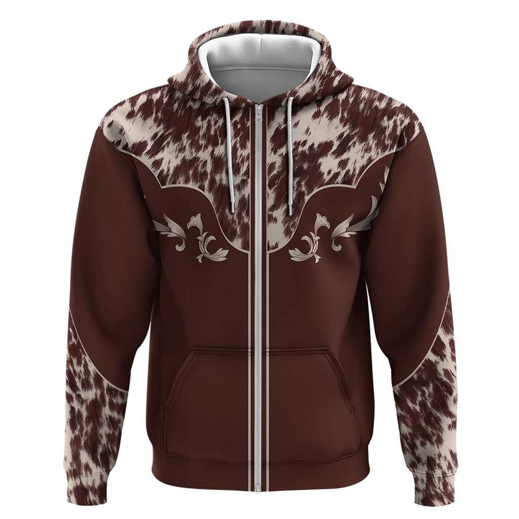 Cowboys Wild West Hoodie Dark Brown Cow Prints LT7